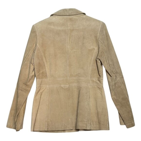 VINTAGE GENUINE LEATHER SUEDE Retro Luxury Business Casual Jacket Womens Medium - Picture 2 of 7